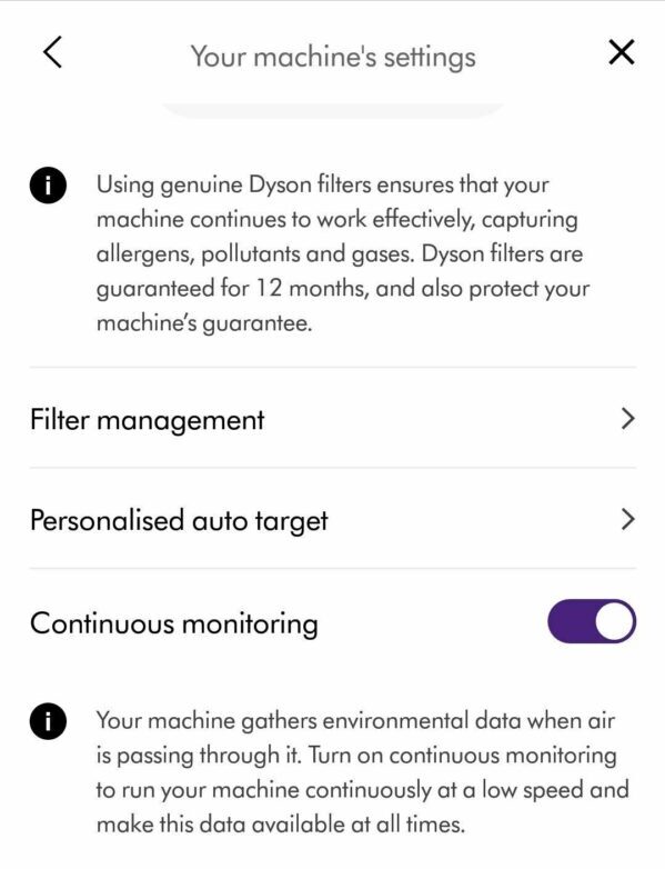 Dyson Continuous Monitoring